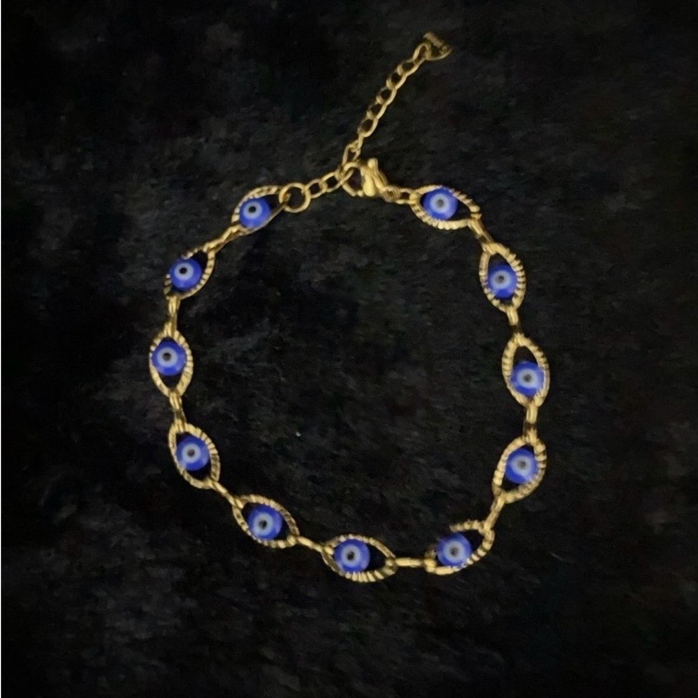 18K Gold Blue Evil Eye Bracelet